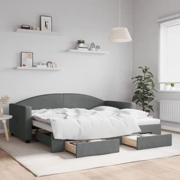 vidaXL Slaapbank onderschuifbed en lades 90x190 cm stof, Huis en Inrichting, 90 cm, Eenpersoons, Verzenden, Nieuw