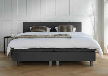 ACTIE! Boxspring Venetië 140 200 Antraciet, Verzenden, Nieuw, 140 cm, Twijfelaar