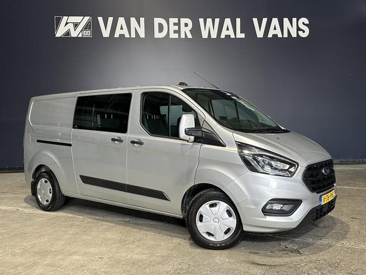 Ford Transit Custom 2.0 TDCI 170pk Automaat L2H1 Dubbele Cab, Auto's, Bestelauto's, Dealer onderhouden, Lease, Zwart, Automaat