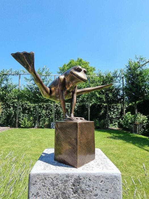 Beeldje - Jumping frog - Brons, Antiek en Kunst, Curiosa en Brocante