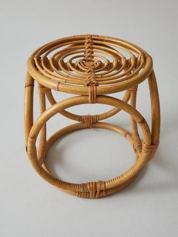 Stoel - Midcentury Modern rattan- en rieten ronde