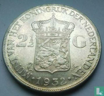 Nederland 2½ gulden 1932 (type 1), Verzenden, Overige waardes, Losse munt, Goud