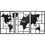 Wanddecoratie Metaal 3 Stukken Wereldkaart Wandkunst Voor Wo, Verzenden, Nieuw