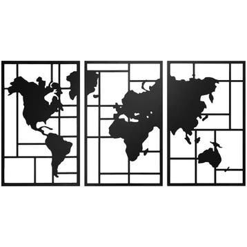 Wanddecoratie Metaal 3 Stukken Wereldkaart Wandkunst Voor Wo, Verzenden, Nieuw