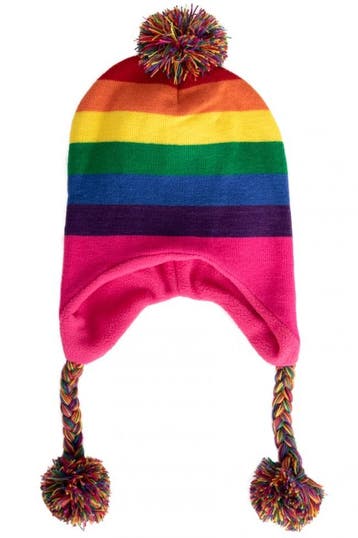 Gebreide Ijsmuts Regenboog met pompon en tassels, Ophalen of Verzenden, Nieuw