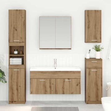 vidaXL Wastafelkast Artisan Eiken Bewerkt hout, Verzenden, Nieuw
