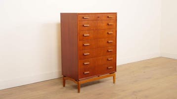 Vintage Deense ladekast | Teak | 7 lades | 111 cm, Ophalen of Verzenden, Nieuw