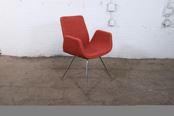 Deberenn vergaderstoel rood vilt chroom frame met armleggers, Verzenden, Gebruikt, Overige materialen