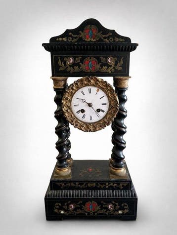 Klok - Hout, Messing - 1850-1900 - poortklok, Antiek en Kunst, Antiek | Klokken