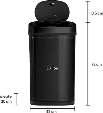 2dekans | Homra FONIX Prullenbak met Sensor Zwart 50 liter -, Ophalen of Verzenden, Zo goed als nieuw