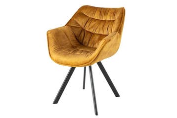 Design stoel THE DUTCH COMFORT mosterdgeel fluweel met, Ophalen of Verzenden, Nieuw