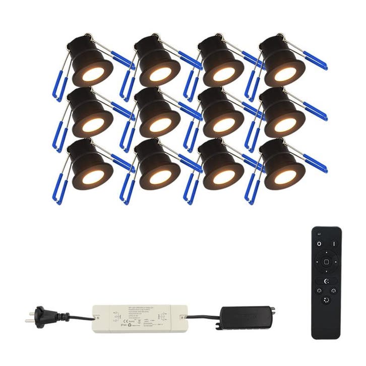 Zwarte Spots Frano Overkapping – 12 stuks, Tuin en Terras, Buitenverlichting, Led, Accu, Minder dan 50 watt, Nieuw, Overige materialen