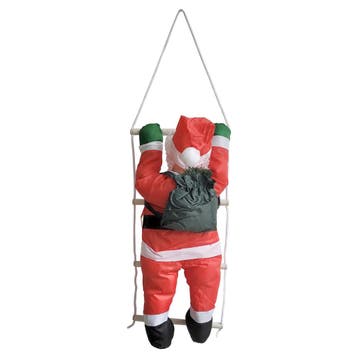 Klimmende Kerstman 60 cm op ladder 85x25 cm, Verzenden, Nieuw