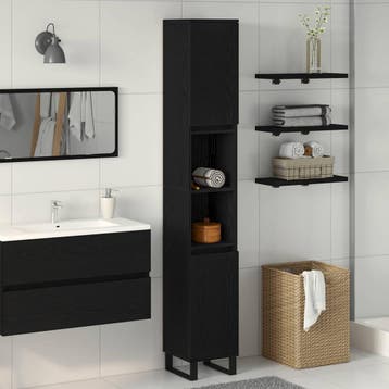vidaXL Badkamer Kast Zwart Eiken 30 x 30 x 190 cm Bewerkt, Verzenden, Nieuw