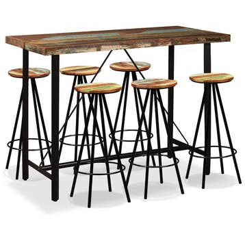 vidaXL Barset massief gerecycled hout 7-delig, Verzenden, Nieuw