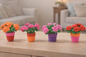 Kleine Bloempjes in een Potje Haken - Haakpret Anja Toonen, Hobby en Vrije tijd, Breien en Haken, Ophalen of Verzenden, Nieuw