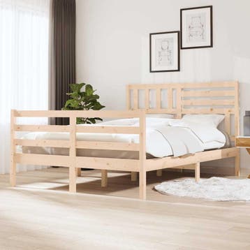 vidaXL Bedframe massief hout 140x190 cm, Bruin, Verzenden, Hout, Nieuw
