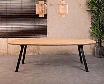 Tafelblad Eikenhout Deens Ovaal - 180x90 cm | Mat gelakt, Ophalen of Verzenden, Nieuw