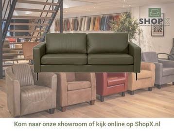Leren bank Match - 2,5 zits - Toledo Olive (olijf/goen) -, Huis en Inrichting, Banken | Bankstellen, 150 tot 200 cm, Nieuw, Ophalen of Verzenden
