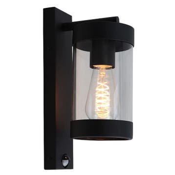 Moderne buiten wandlamp met bewegingssensor zwart, Musa,, Tuin en Terras, Ophalen of Verzenden, Nieuw, Glas, Wandlamp