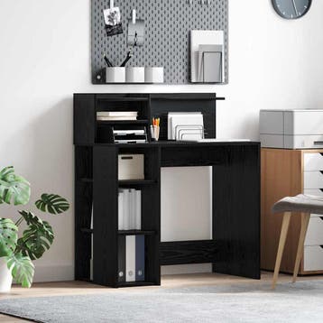 vidaXL Bureau Zwart Eiken Bewerkt hout 90 x 48 x 101,5 cm, Verzenden, Nieuw