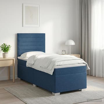 vidaXL Boxspringbed met matras met hoofdeinde Blauw 100 x, Verzenden, Nieuw, Eenpersoons, Blauw