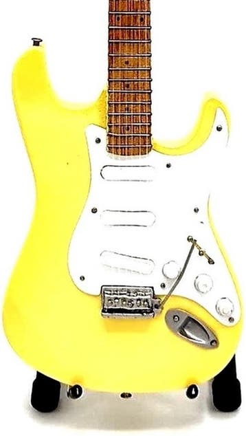 Miniatuur replica Fender Stratocaster gitaar - Jimi Hendrix, Ophalen of Verzenden, Nieuw, Pop, Beeldje of Miniatuur
