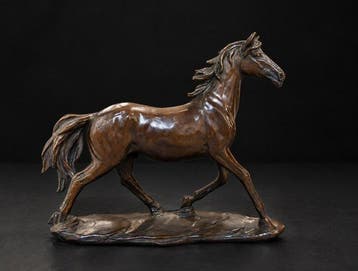 Beeld, Lopend paard - 25 cm - Brons