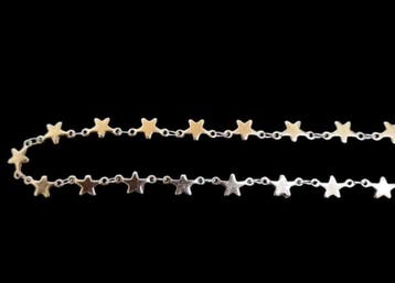 50 cm Jasseron ketting met sterren – platinumkleur, Ophalen of Verzenden, Nieuw, Overige typen