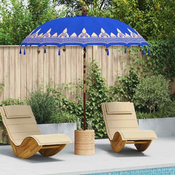 vidaXL Balinese Parasol Blauw 215 x 215 x 260 cm, Tuin en Terras, Parasols, Verzenden, Nieuw, 2 tot 3 meter