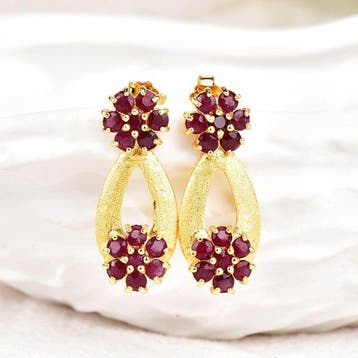 Zonder minimumprijs - Oorbellen Zilver - Ruby -, Sieraden, Tassen en Uiterlijk, Oorbellen, Nieuw