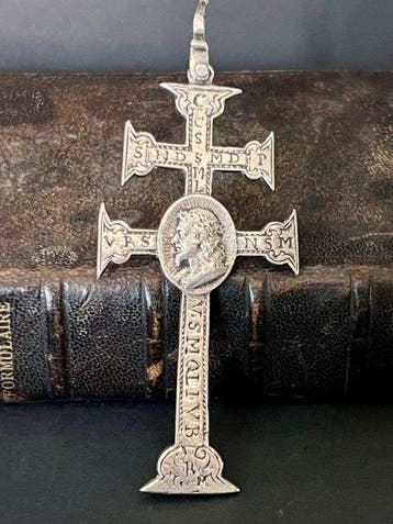Zilver - Hanger - Croix Saint-Benoît XVIIIè, Antiek en Kunst