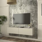 Tv-meubel Nolven zwevend 135x32x30 cm grijsbeige [en.casa], Verzenden, Nieuw