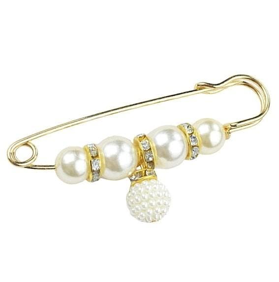 Fako Bijoux - Sierspeld / Sjaalspeld - Witte Parels - 55mm -, Sieraden, Tassen en Uiterlijk, Broches, Verzenden