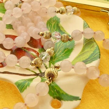 Rozenkwarts kralenketting met gouden sierslot, Sieraden, Tassen en Uiterlijk, Kettingen, Gebruikt, Ophalen of Verzenden, Roze