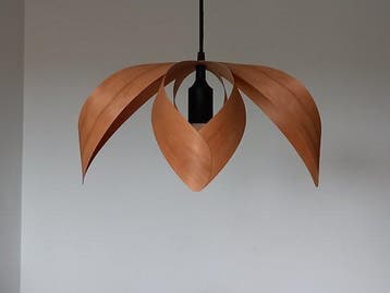 Plafondlamp - Fineer van natuurlijk walnotenhout