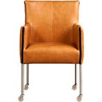 Leren eetkamerstoel More - Vintage Cognac (cognac) - Poten, Ophalen of Verzenden, Nieuw, Leer, Bohemian, Industrieel, Modern, Scandinavisch