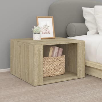 vidaXL Nachtkastje 57x55x36 cm bewerkt hout sonoma, Verzenden, Nieuw, 45 tot 65 cm, Minder dan 55 cm