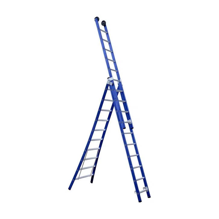 Eurostairs Reform ladder 3 delig BLAUW gecoat, Doe-het-zelf en Verbouw, Ladders en Trappen, Ladder, Nieuw, Verzenden