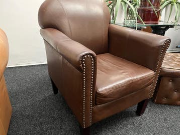 Chesterfield Maarssen Bruin Leren Vintage Chesterfield Stoel, Ophalen, Gebruikt, Leer, Chesterfield