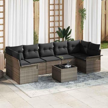 vidaXL Tuin Sofa Set 8 st Grijs poly rattan, Verzenden, Nieuw, Rotan, 8 zitplaatsen