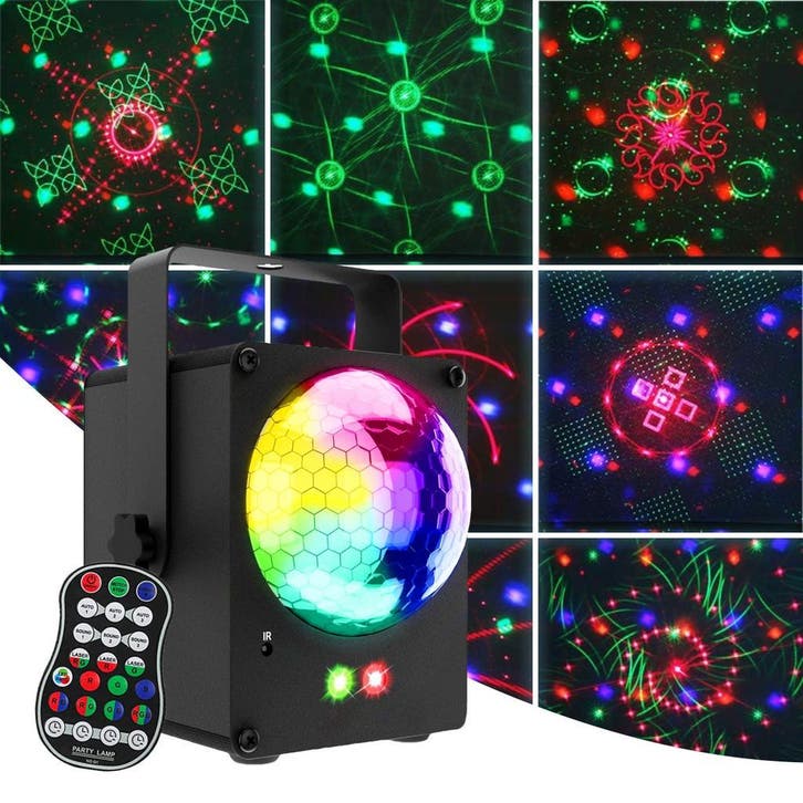 Discolamp met Disco Laser Licht – Roterende discobal – RGB, Muziek en Instrumenten, Licht en Laser, Laser, Nieuw, Geluidgestuurd
