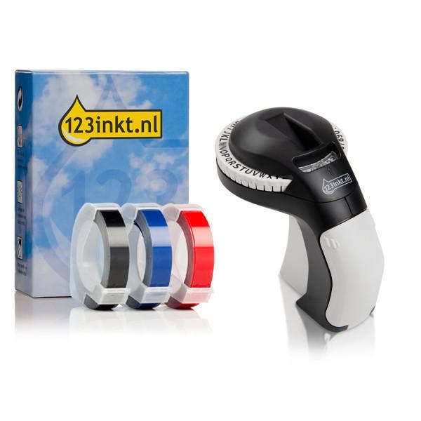 123inkt lettertang + 3 kleuren tapes, Computers en Software, Labelprinters, Tape-label, Nieuw, Verzenden