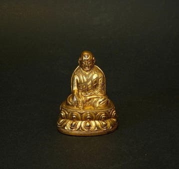 20e-eeuwse Chinese vergulde bronzen boeddhistische figuur op
