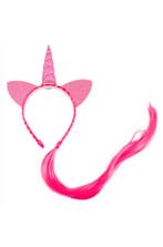 Eenhoorn Haarband Haar Lichtroze Unicorn Diadeem Oortjes Roz, Ophalen of Verzenden, Nieuw, Carnaval, Accessoires