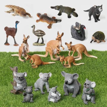 Realistische Australische Dieren Figuren Set: Koala, Kangoer
