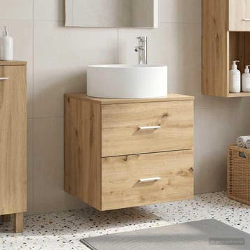 vidaXL Wandgemonteerde wastafelmeubel Artisanaal eiken, Huis en Inrichting, Verzenden, Nieuw