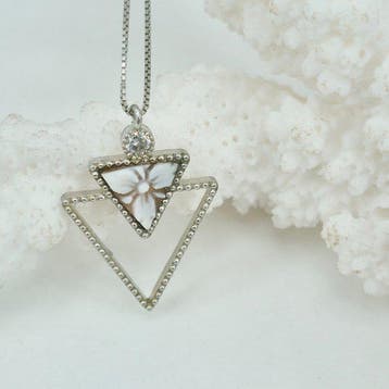 Zilver - Ketting met hanger - Handgesneden camee