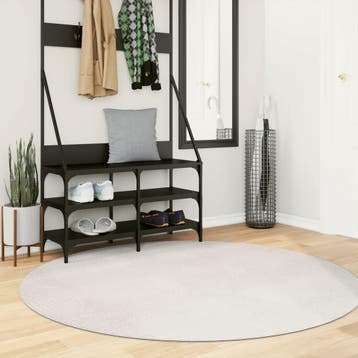 vidaXL Vloerkleed IZA laagpolig Scandinavisch Ø 160 cm, Verzenden, Nieuw, Crème