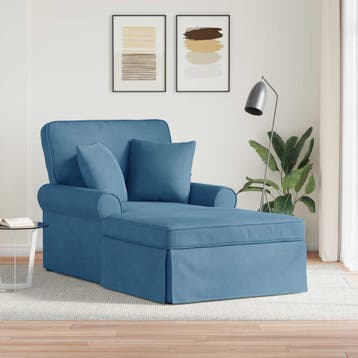 vidaXL Chaise Lounge met Rok 3 st Blauw Katoen Stof 91 x 157, Verzenden, Nieuw